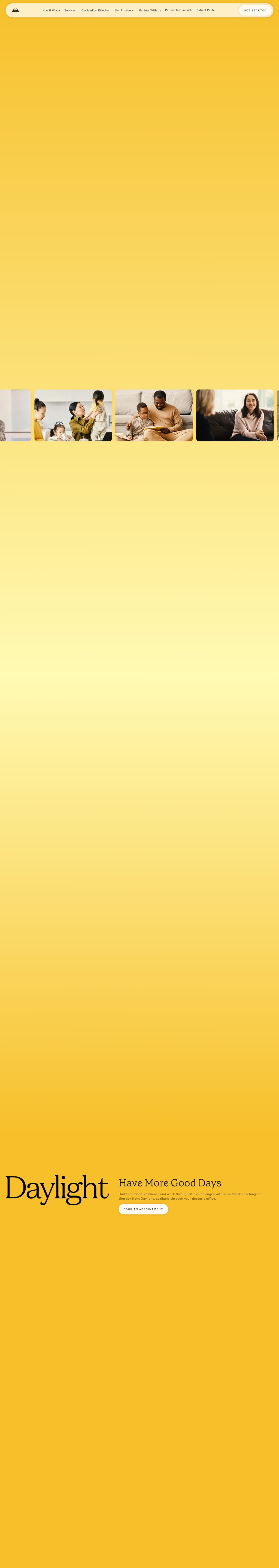 Daylight Health desktop landing page