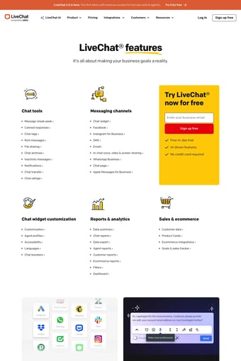 LiveChat® - The Best AI Live Chat Software for Business | LiveChat.com landing page