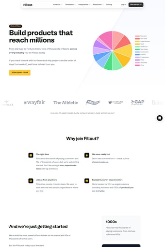Fillout landing page