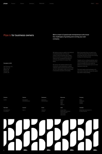 Pipe | Embedded Financial Solutions landing page