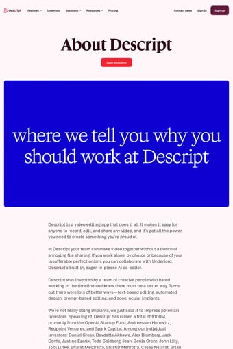 Descript – AI Video & Podcast Editor | Free, Online landing page
