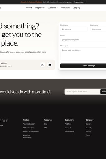 Console landing page