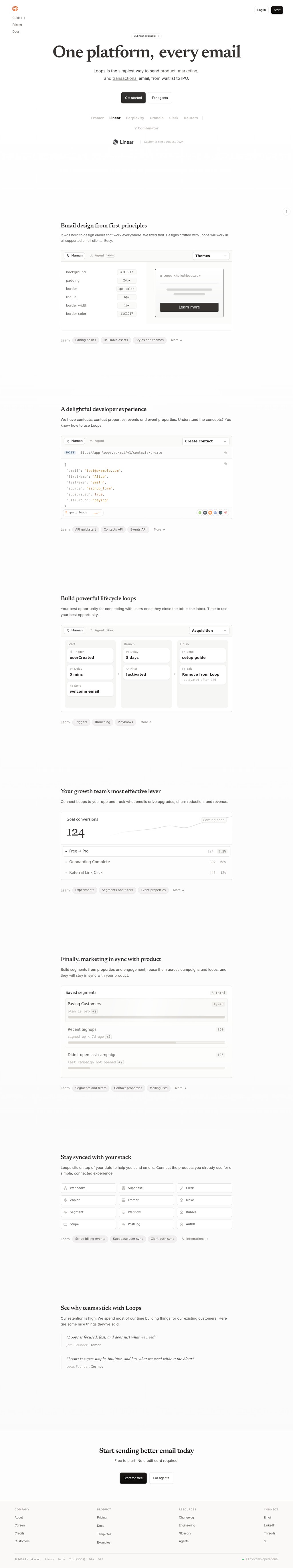 loops.so desktop landing page
