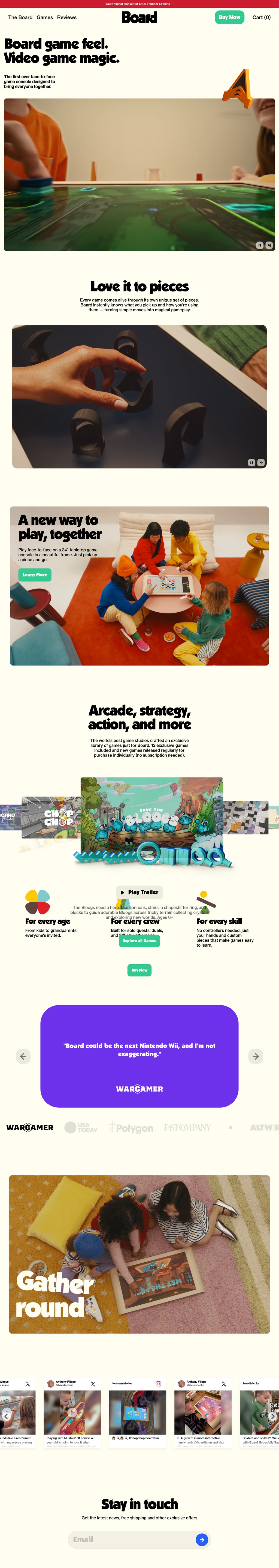 Board desktop landing page