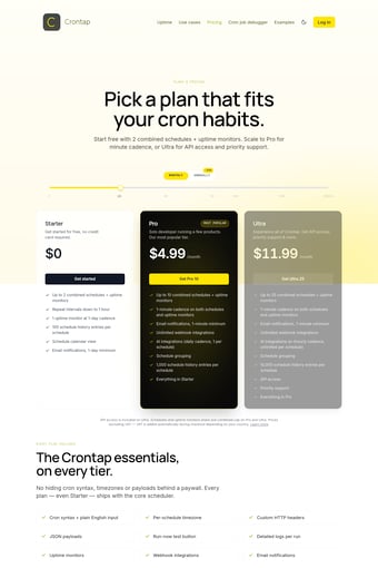 Crontap landing page