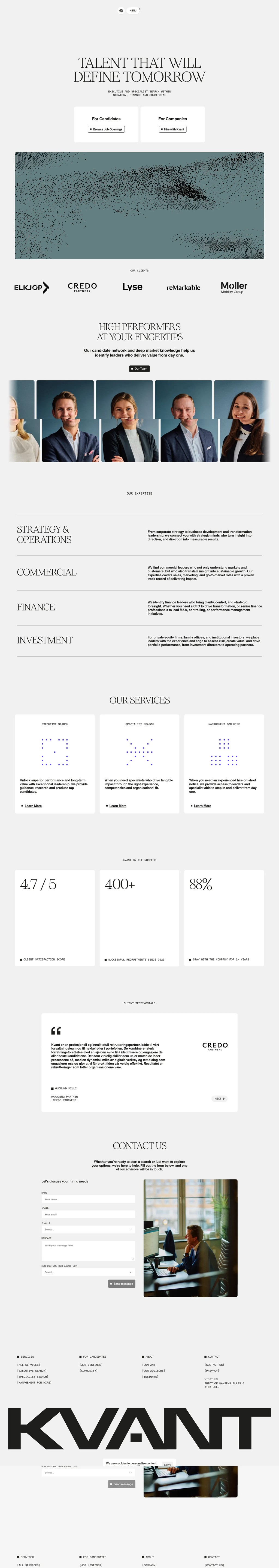 Kvant | Executive Search desktop landing page