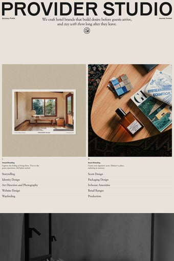Provider Studio — Brand & Scent Design for Boutique Hotels landing page