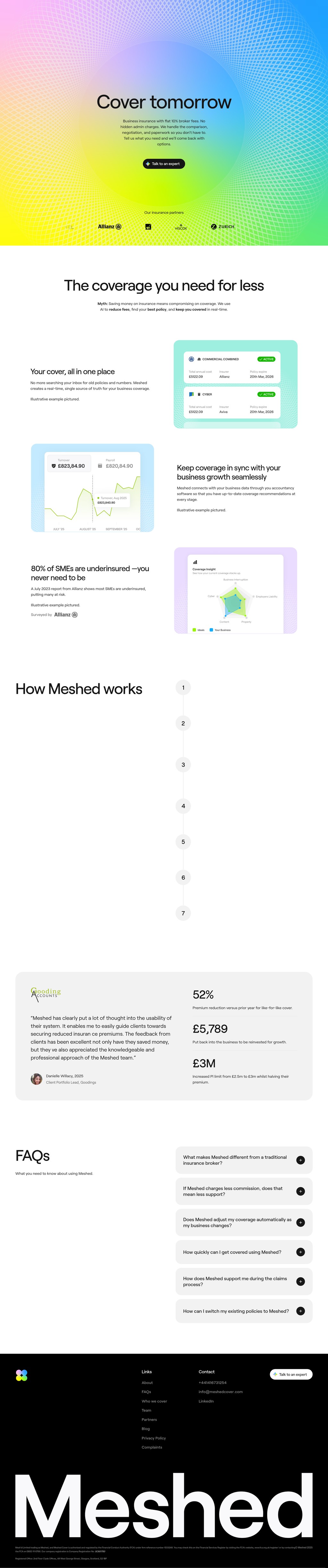 Meshed desktop landing page
