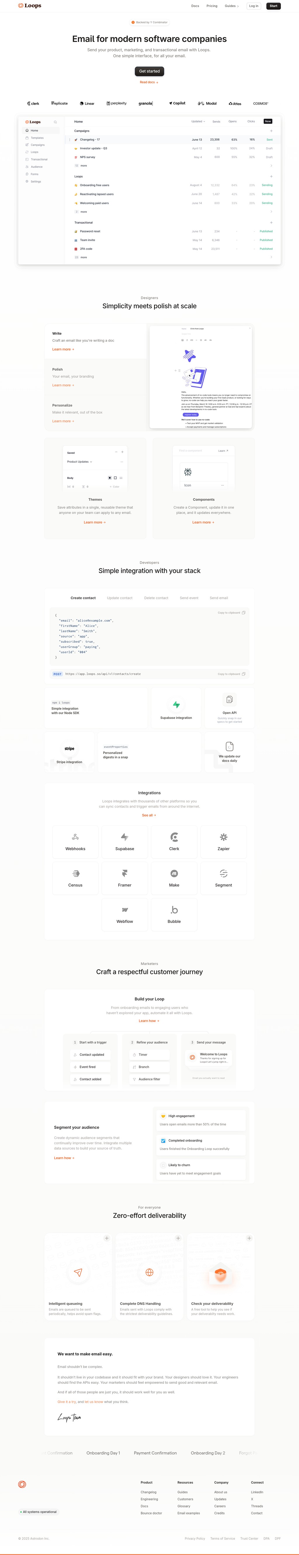 Loops desktop landing page