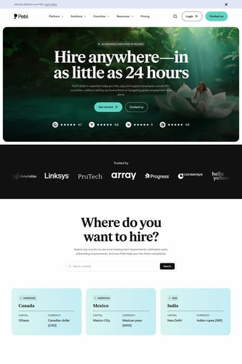 Global HR Platform | Employer of Record | Pebl landing page