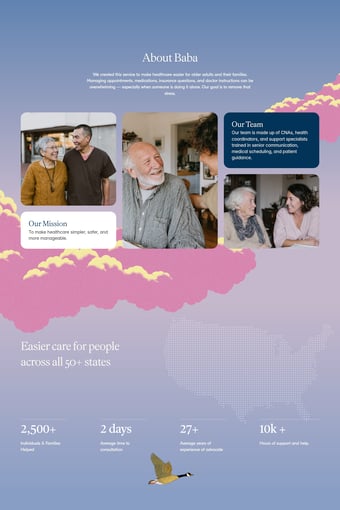 Baba Care landing page