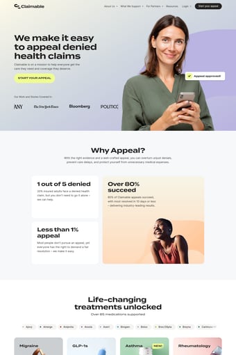 Claimable landing page