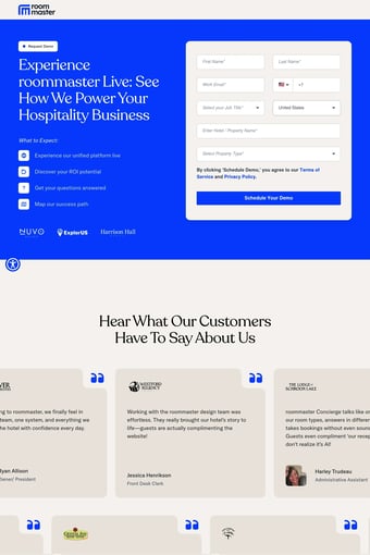 All-in-one Hotel Management Software | Hospitality Software landing page