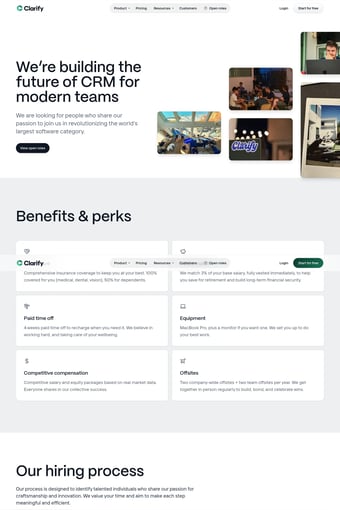 Clarify - The Autonomous CRM landing page