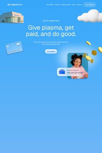 Rise Plasma landing page