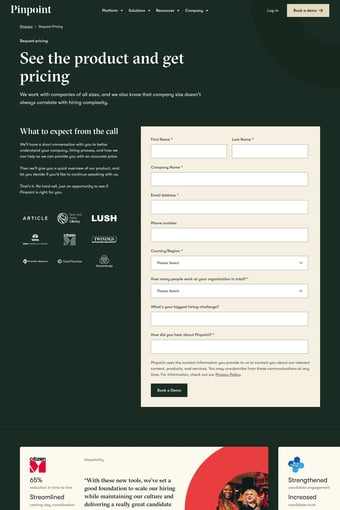 Leading Global Applicant Tracking System | Pinpoint ATS landing page