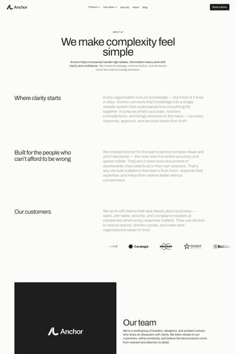 Anchor landing page