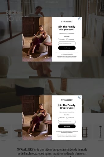 NV Gallery | Mobilier design & décoration contemporaine landing page