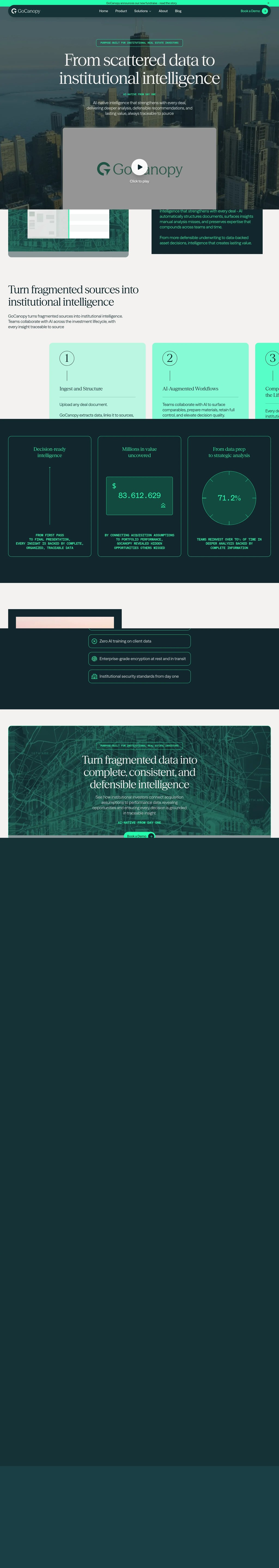 Real Estate Investment Management Platform | GoCanopy desktop landing page