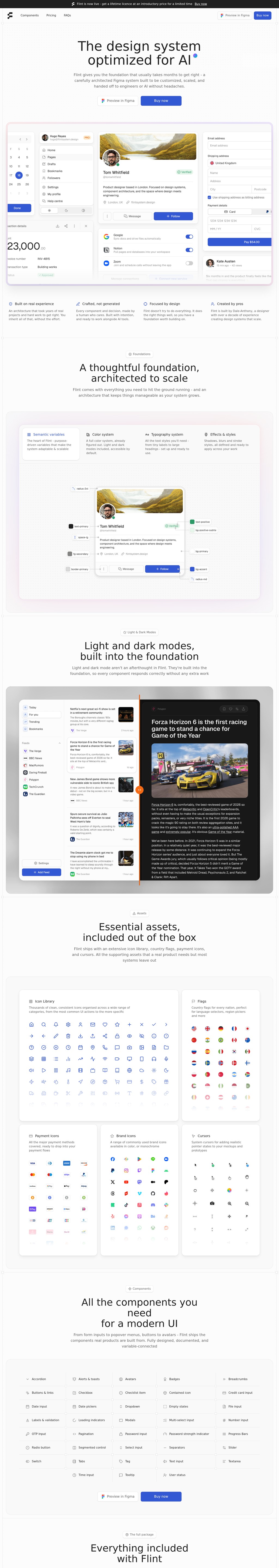 Flint Design System desktop landing page