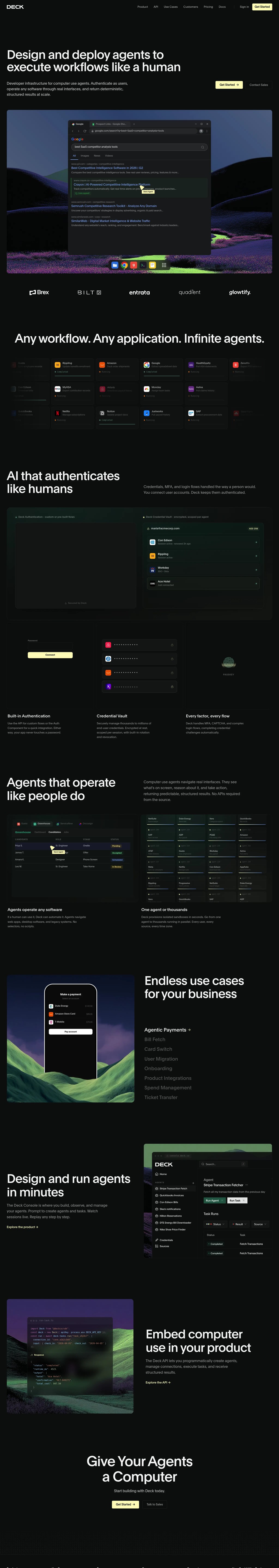 Deck desktop landing page