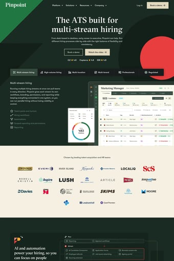 Leading Global Applicant Tracking System | Pinpoint ATS landing page