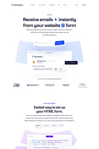 Form API | Formcarry. - Best Form Backend landing page