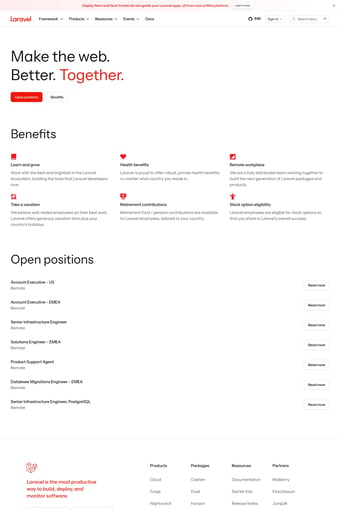 Laravel - The clean stack for Artisans and agents landing page