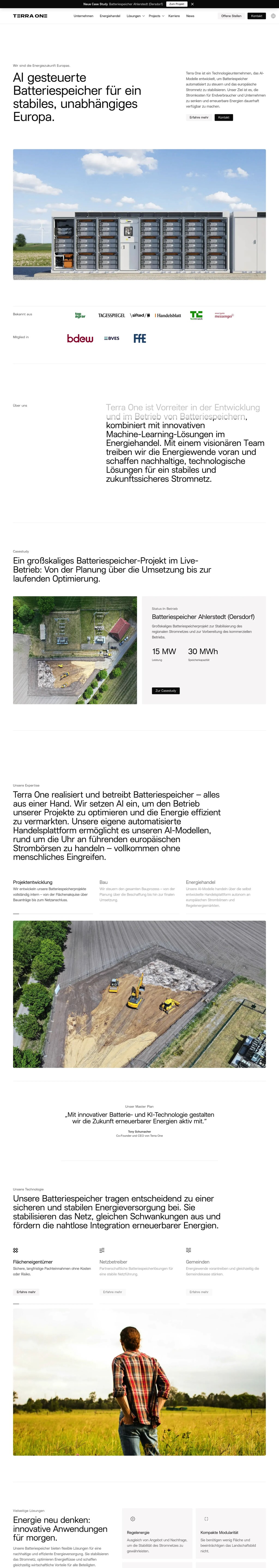 Terra One – Innovative Batteriespeicherlösungen für eine nachhaltige Zukunft desktop landing page
