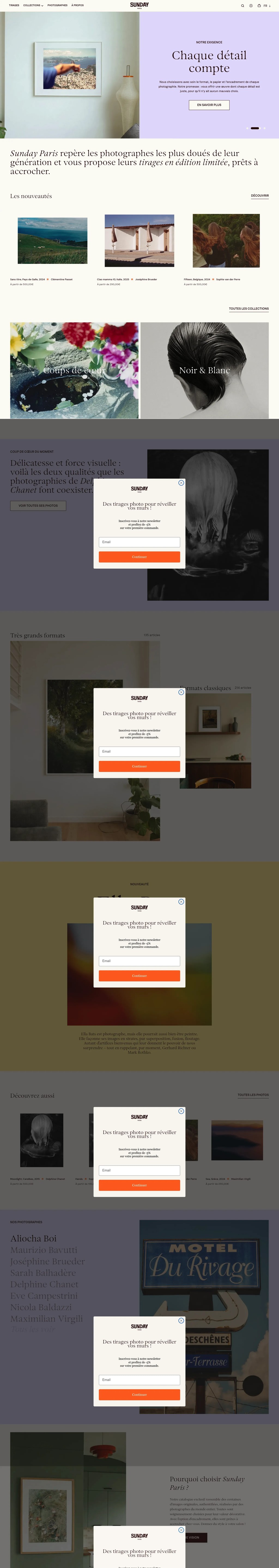 Sunday-Paris desktop landing page