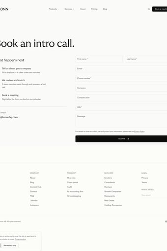 AI accounting for startups in Stockholm — Bronn landing page