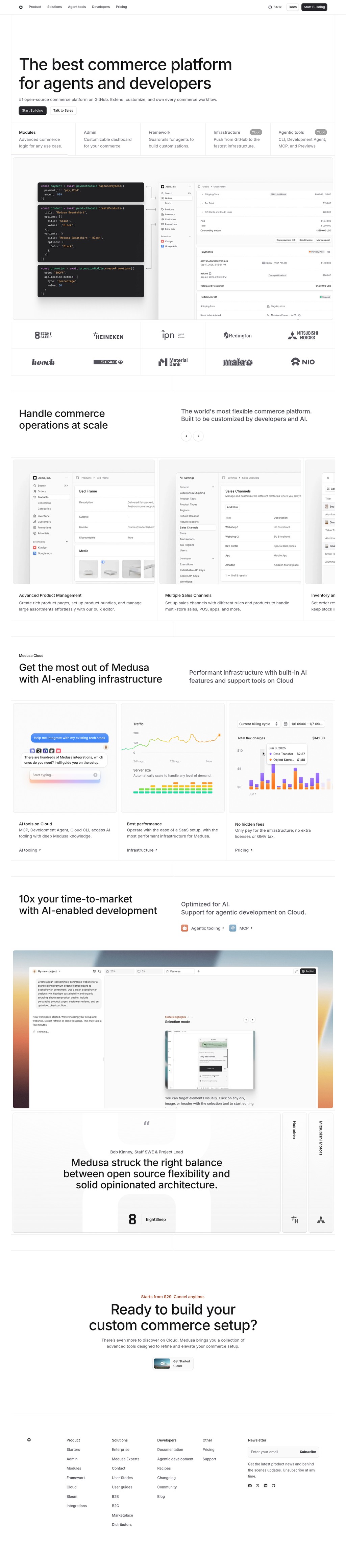 Medusa desktop landing page