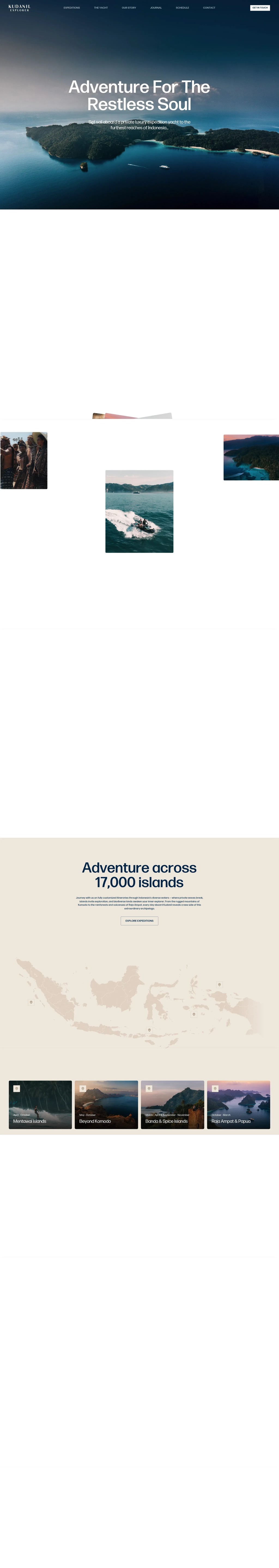 Kudanil Explorer | Luxury Yacht Expeditions Indonesia desktop landing page