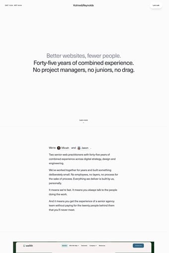 Kohne & Reynolds – Better websites, fewer people. landing page