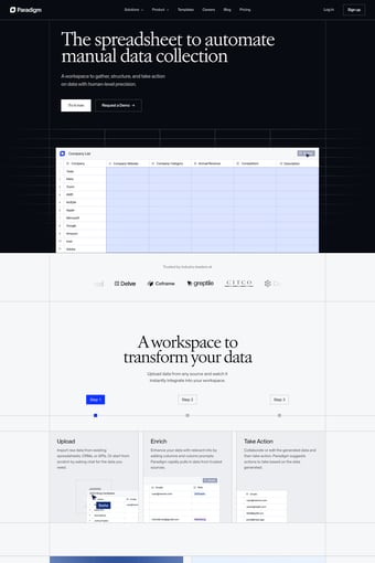 Paradigm landing page