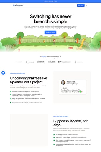Playground landing page