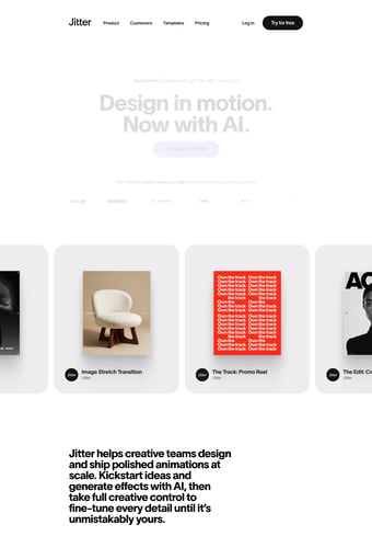 Jitter · A fast and simple motion design tool on the web landing page