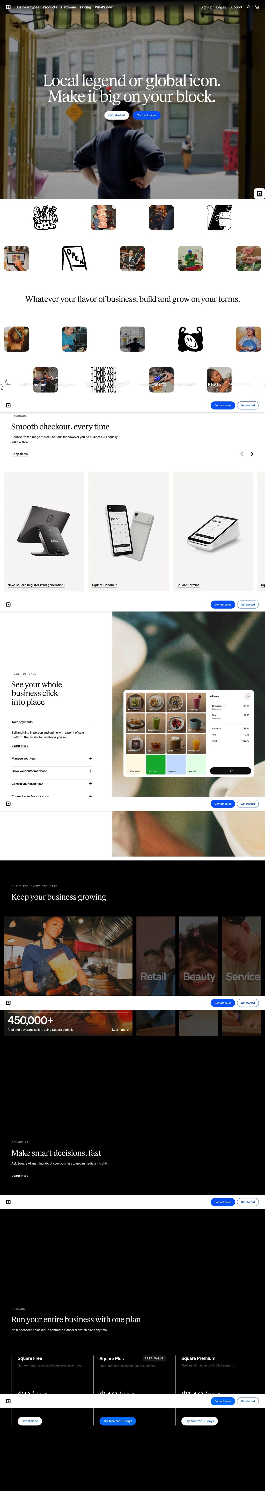 Power your entire business | Square desktop landing page