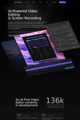 dreamcut.ai landing page