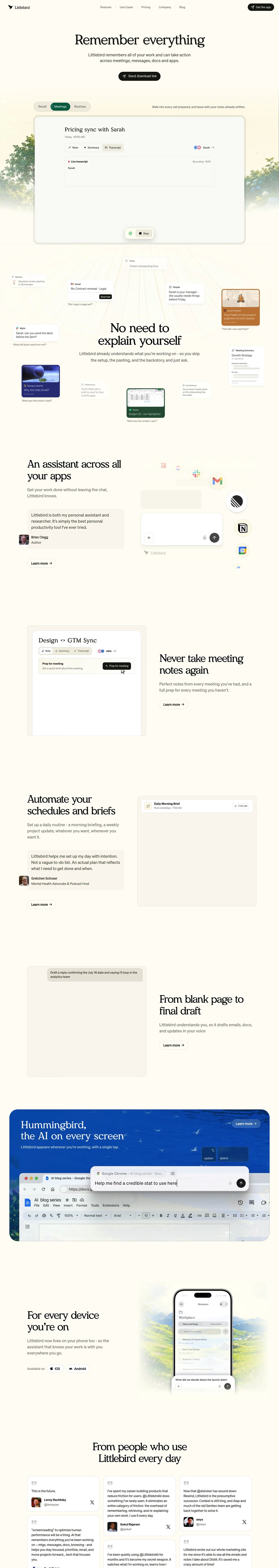 Littlebird desktop landing page