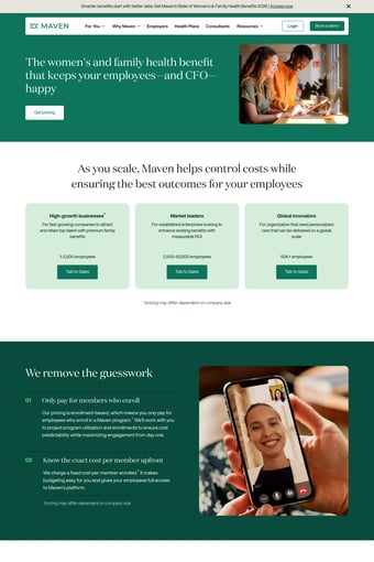 Maven Clinic - The next generation of care for women and families landing page