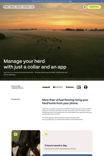 Collie | Virtual Fencing & Herding Cow Collar landing page