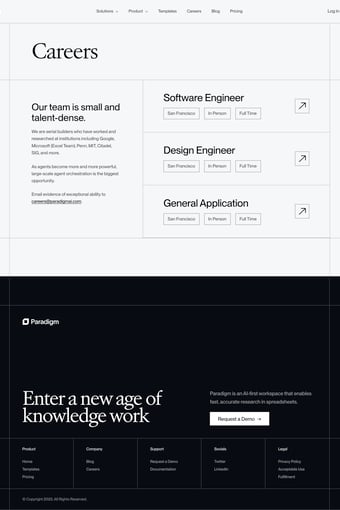 Paradigm landing page