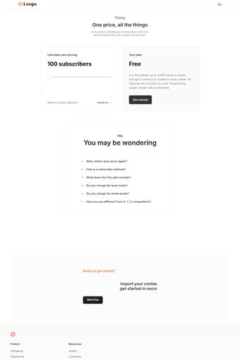 Loops landing page