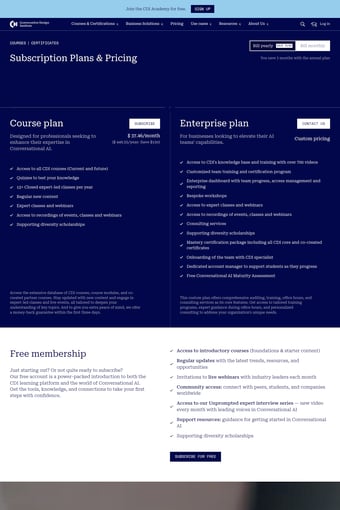 Conversation Design Institute landing page