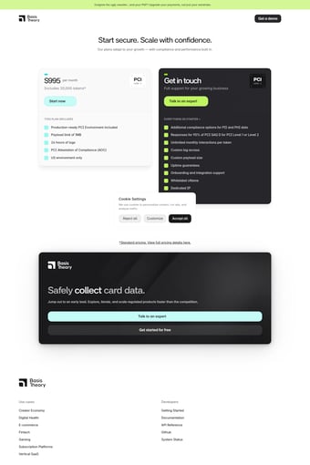 Basis Theory landing page