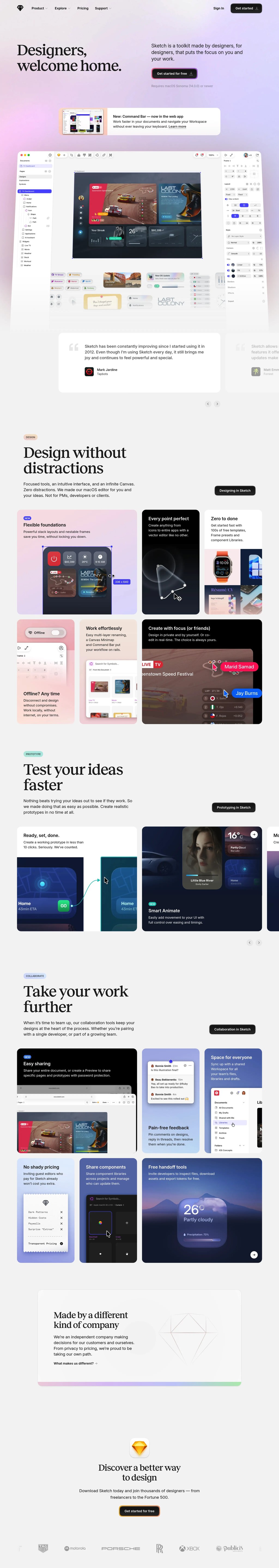 Sketch · Design, prototype, collaborate and handoff desktop landing page