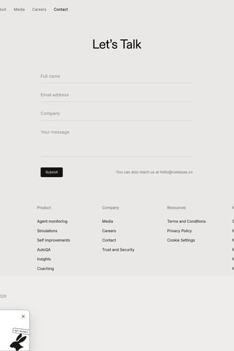 Rulebase | AI agent monitoring for customer-facing agents landing page