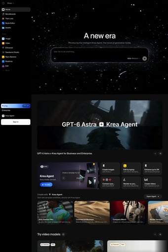 Krea landing page