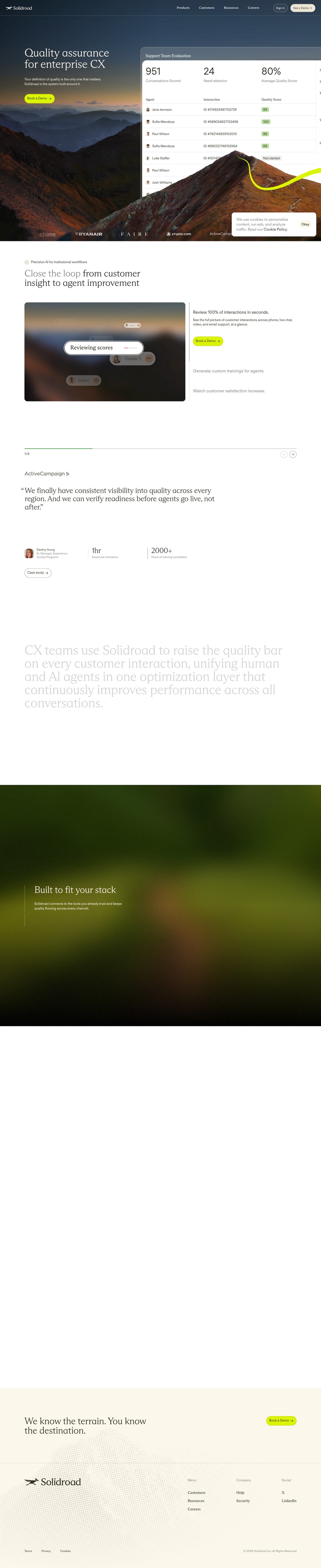 Solidroad desktop landing page